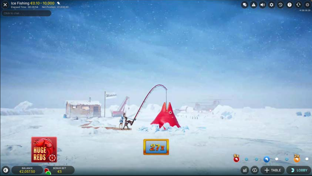Ejemplo de Gran Ganancia en Ice Fishing Live
